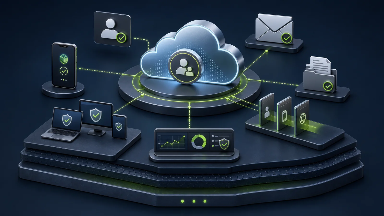 Cloud-Dienste, Identitäten, Mehrfaktor-Anmeldung und Endgeräte bilden eine gemeinsame Sicherheitsbasis.